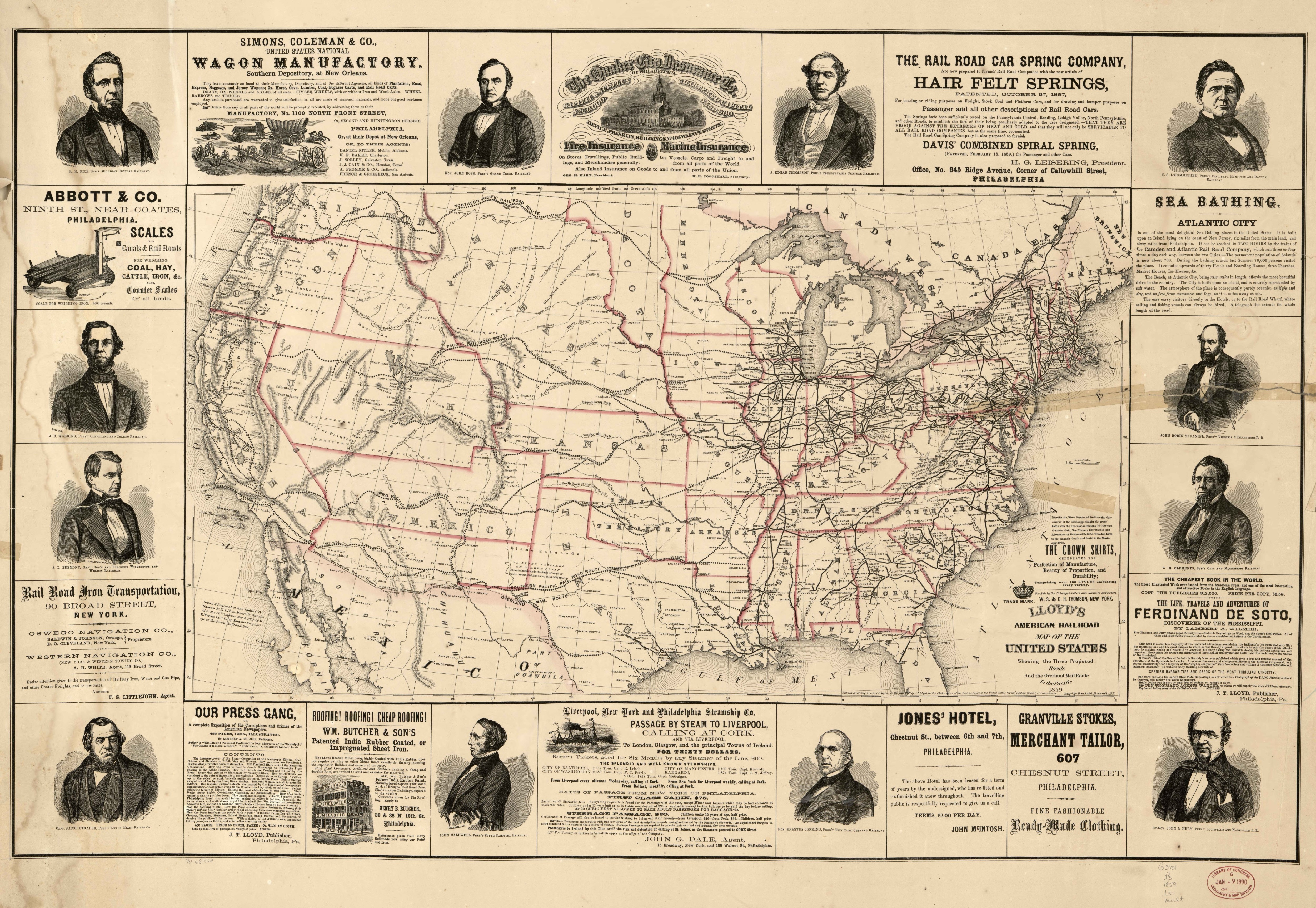 Lloyd's American Railroad Map of the United States 1859